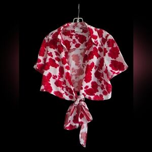 Kookai Red and White Floral Top Size Medium